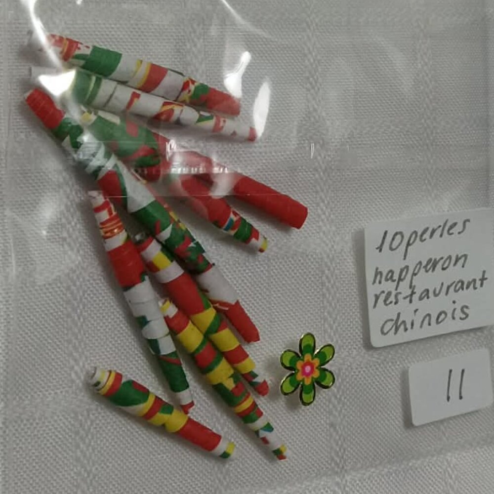 One-of-a-kind handmade/hand rolled paper beads/jewelry making/craft supplies/DIY